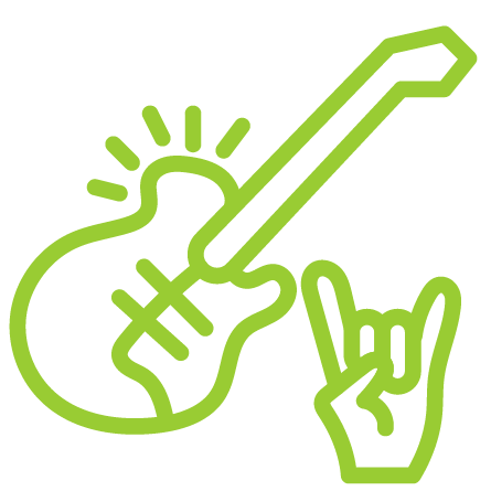 icono de guitarra en representación del sonido clásico del rock y el heavy metal.