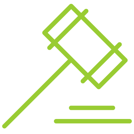 Icono de un mazo en representación a ámbitos jurídicos.