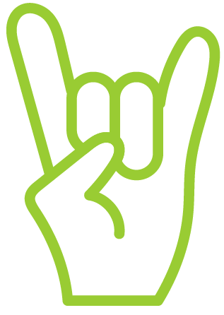 Mano haciendo gesto de rock, símbolo del programa La caja de Pandora.