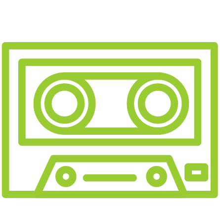 Cassette de audio que simboliza la música y cultura sonora de los años 90.
